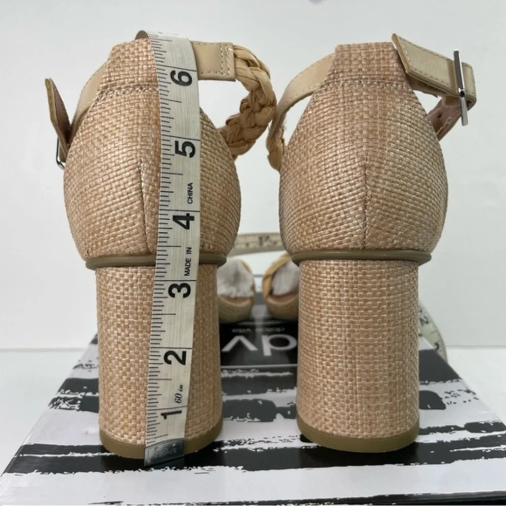 DV by Dolce Vita Hassa Heels‎ Natural Tan Braided Rattan Raffia Block Heel - Picture 11 of 14
